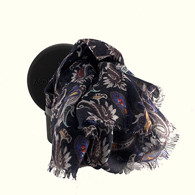 Sciarpa DIS.CACHEMIRE 1<BR/>BLU <BR/>100% LANA